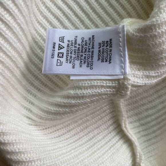 1. State Sweater Long Balloon Sleeve Horizontal Ribbed V Neck Ivory Women’s M - Picture 5 of 13